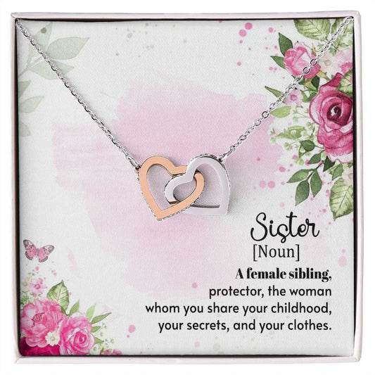 Sister | A Female Sibling |  Interlocking Hearts Necklace
