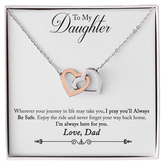 To My Daughter | Wherever Your Journey | Interlocking Hearts Necklace