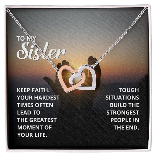 My Sister | Keep Faith | Interlocking Hearts Necklace