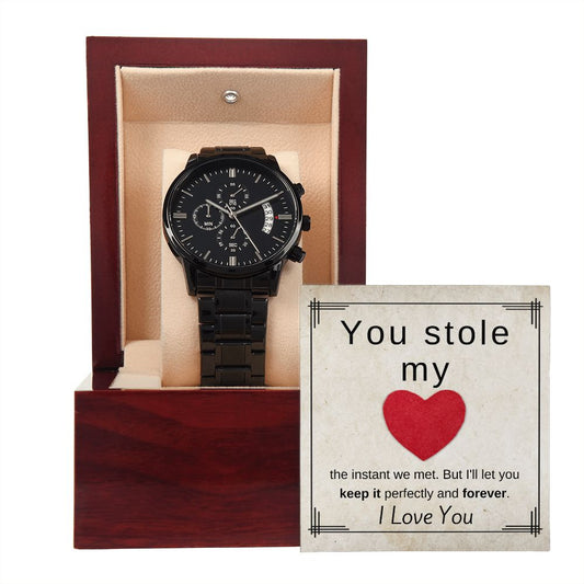 You Stole My 💖 | Black Chronograph Watch