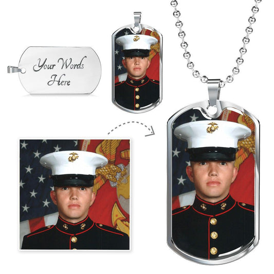 Photo Dog Tag with Engraving | Luxury Dog Tags Military ball Chain