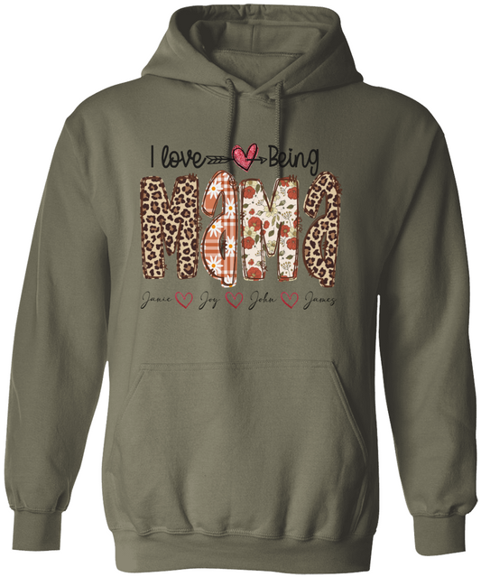 Personalized I Love Being Mama Hoodie and Mug