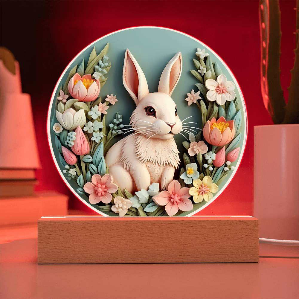 Personalized 3D Look Hoppy Easter Bunny Rabbit Night Light Plug In