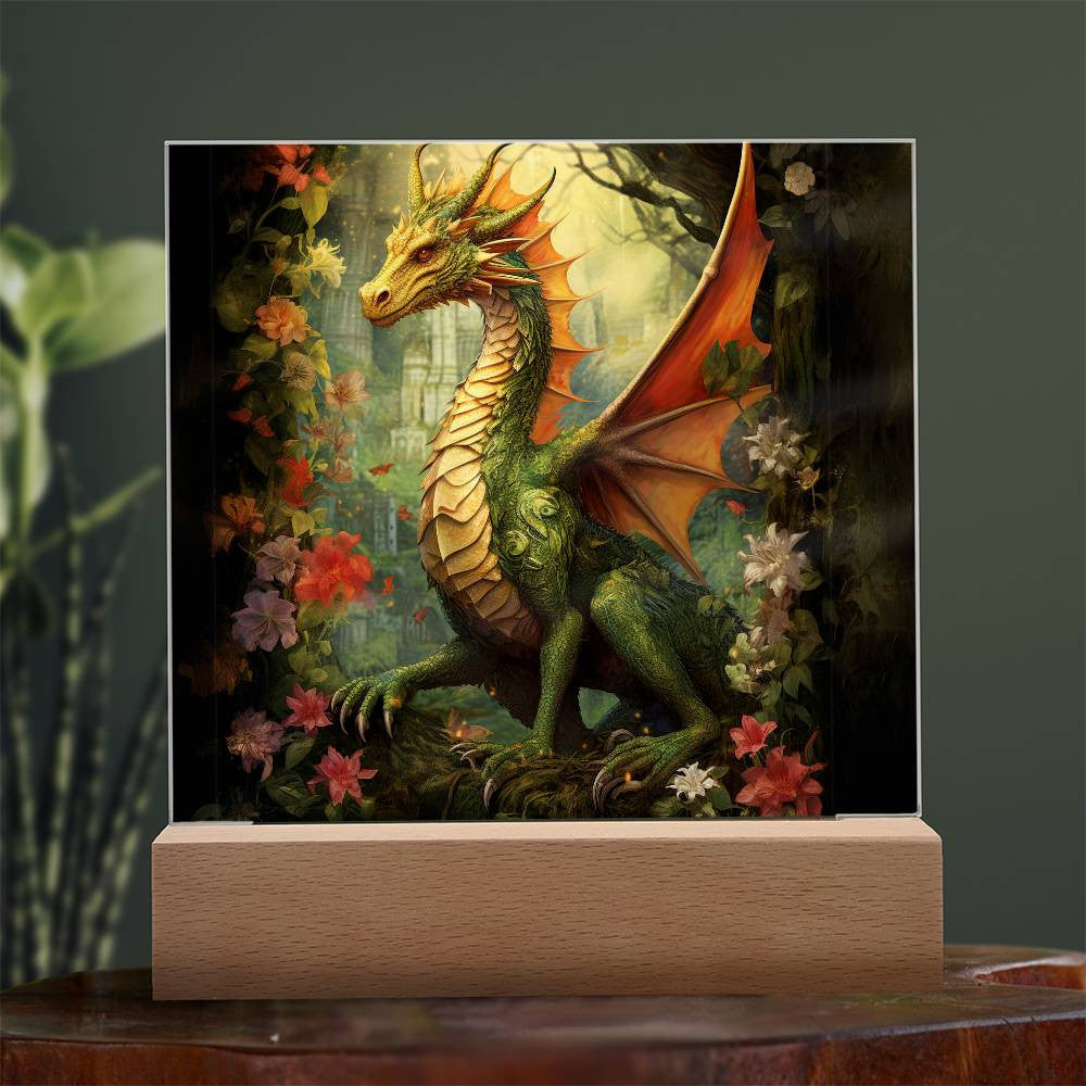 Fantasy Dragon Plaque and LED Light