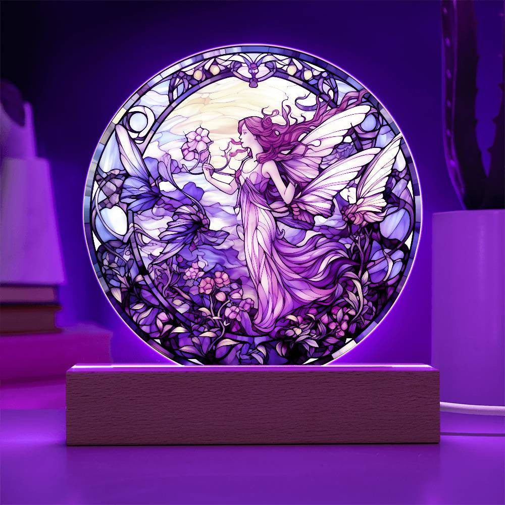 Personalized Fairy Garden Stained Glass Night Light