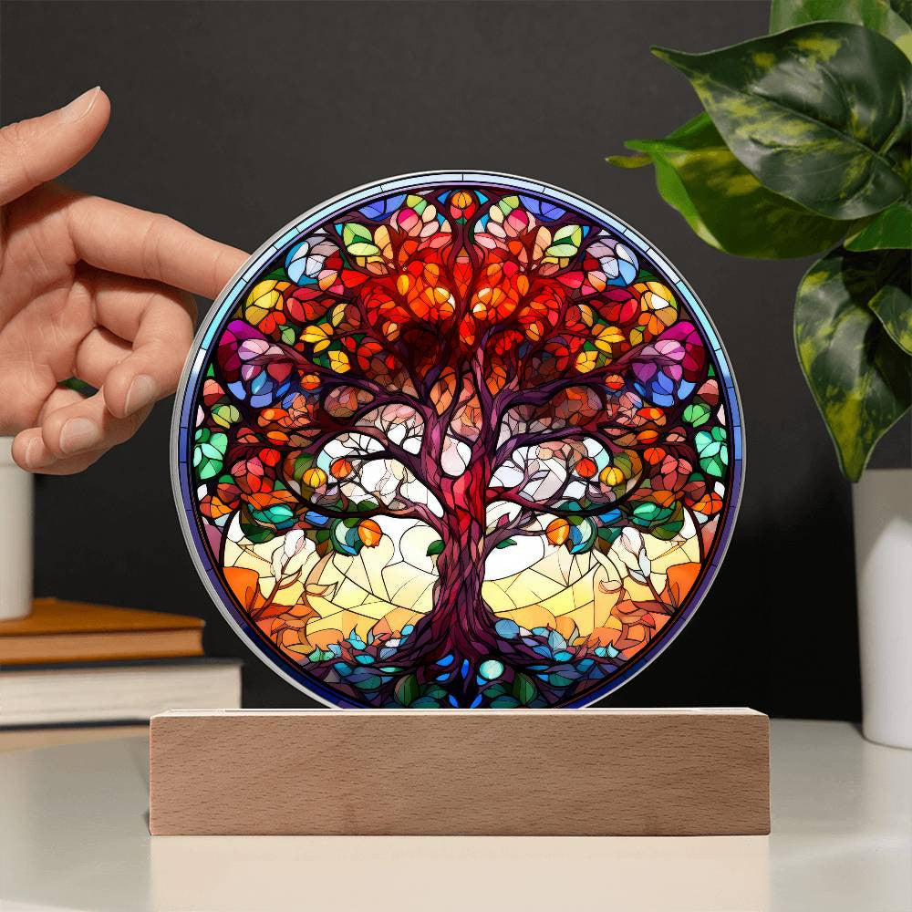 Personalized Stained Glass Style Tree of Life Plaque