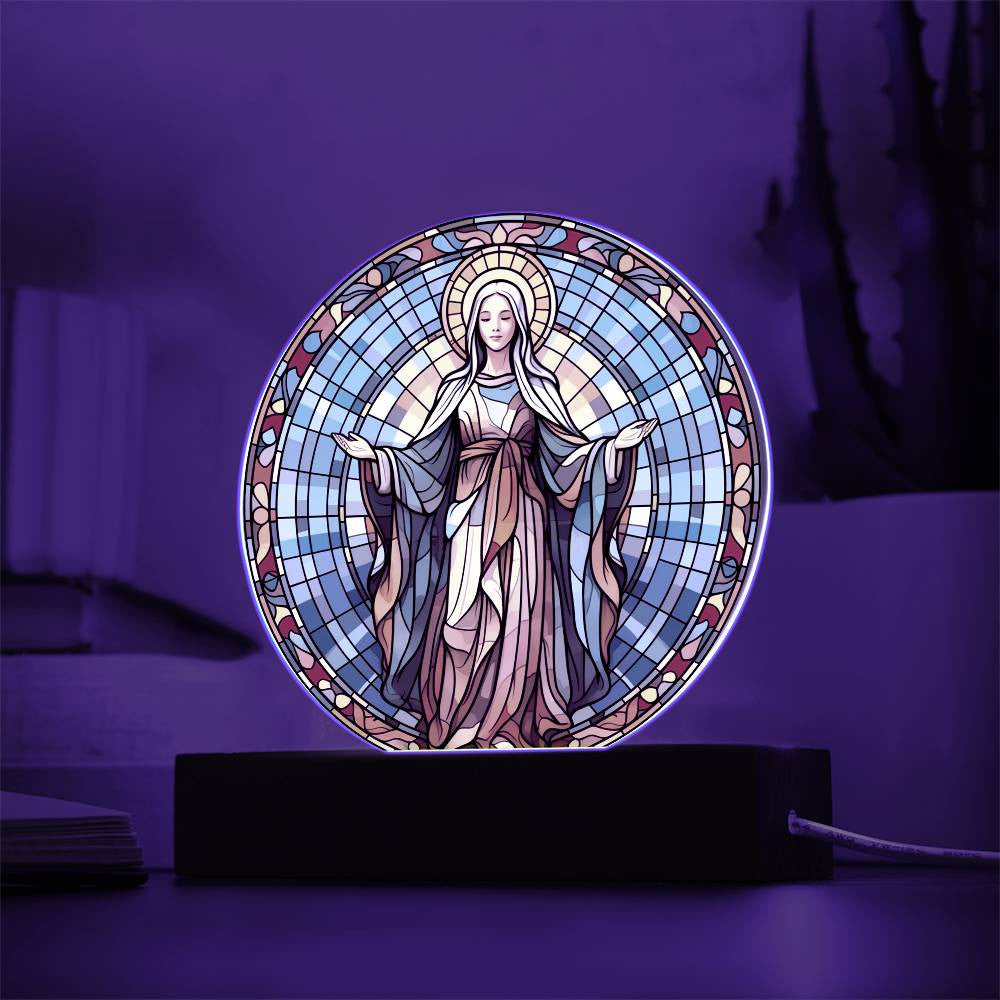 Orthodox Catholic Blessed Virgin Mary Stained Glass Style Plaque