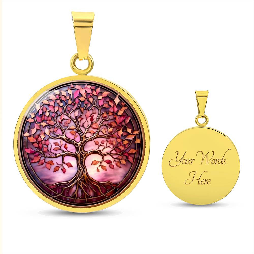 Pink Tree of Life Pendant Necklace