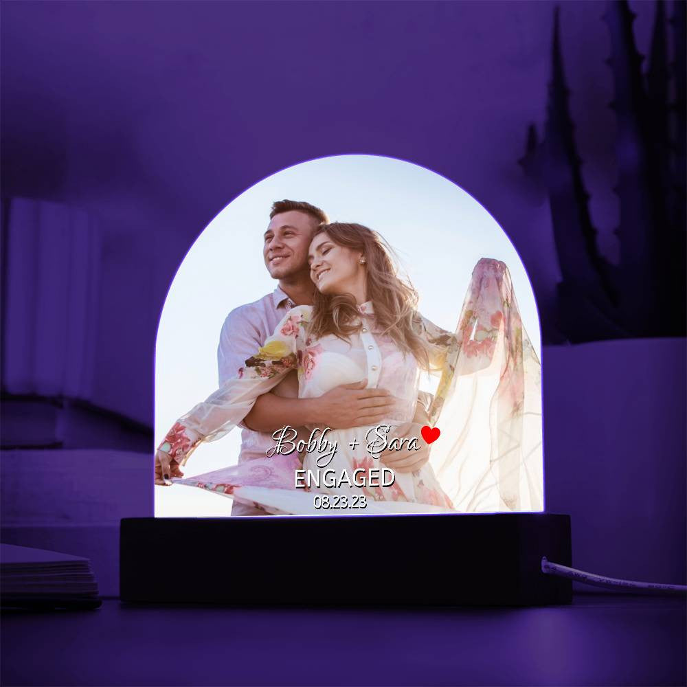 Personalized Engaged LED Light Dome Plaque