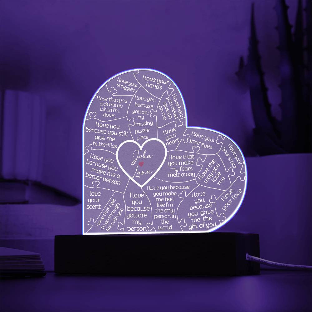 Personalized Puzzle I Love You Because Heart Plaque