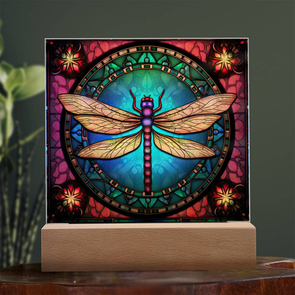 Dragonfly Stained Glass-Style Art Acrylic Plaque