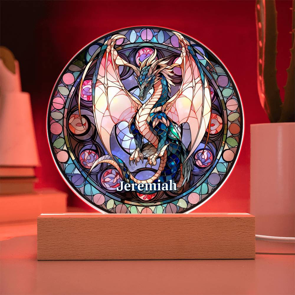 Dragon Stained Glass Style Plaque and Night Light