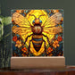 Honey Bee Stained Glass Style Acrylic Square Plaque