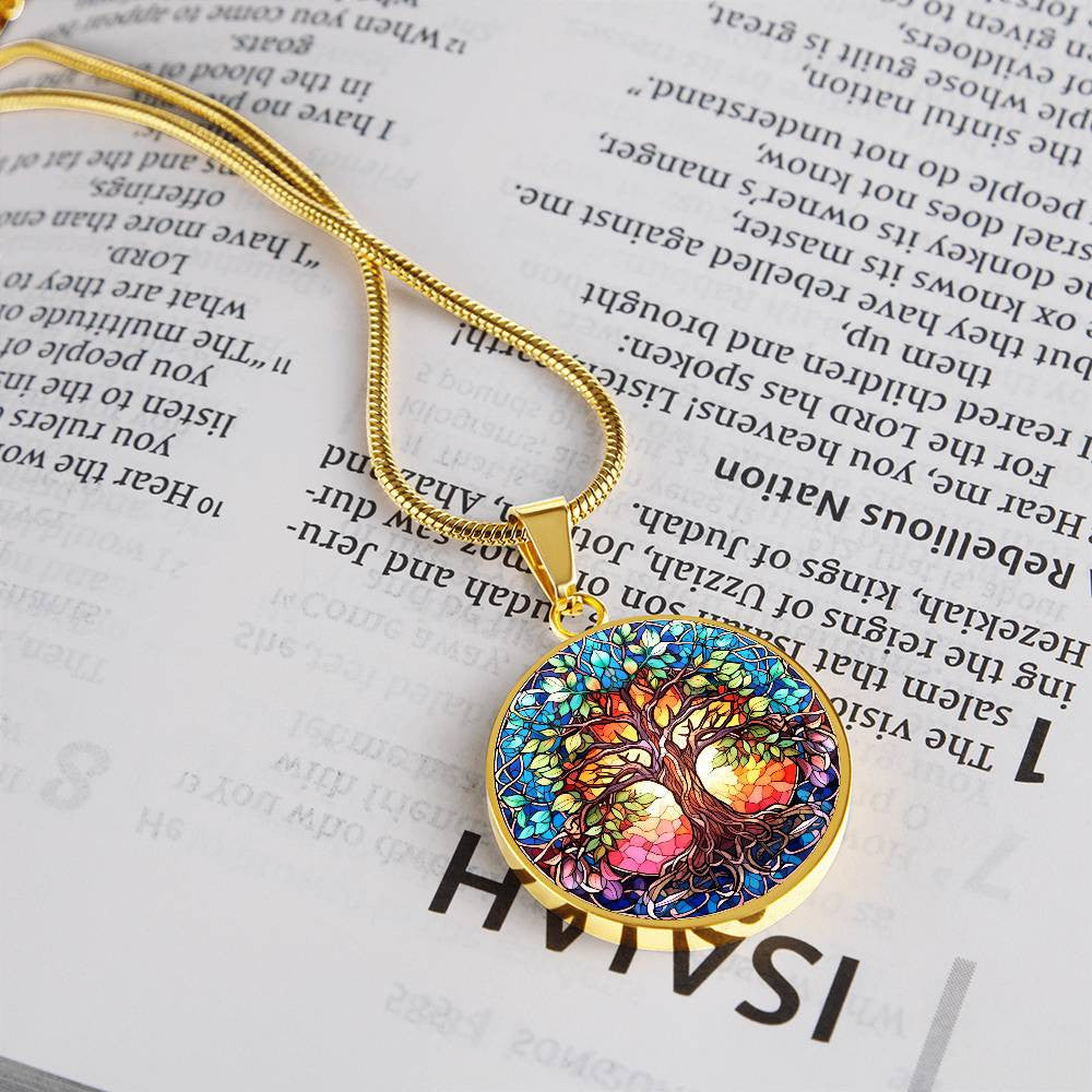 Stained Glass Style Tree of Life Necklace