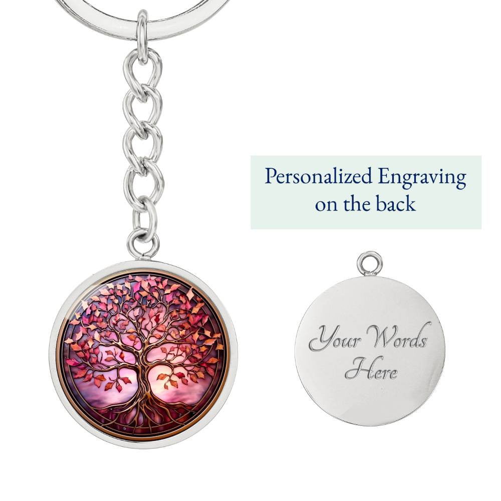 Pink Tree of Life Pendant Keychain