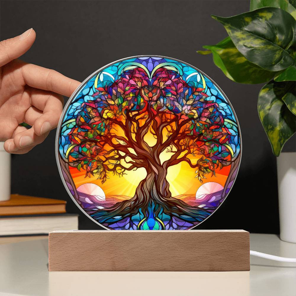 Stained Glass Style Tree of Life Plaque