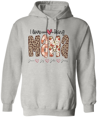 Personalized I Love Being Mama Hoodie and Mug