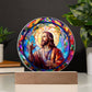 Jesus Stained Glass Style Catholic Plaque
