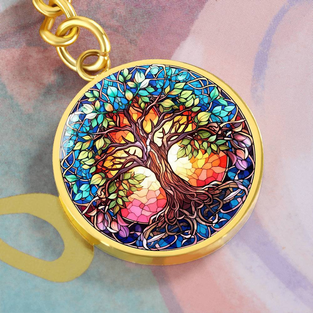 Personalized Gold Tree of Life Pendant Keychain or Necklace