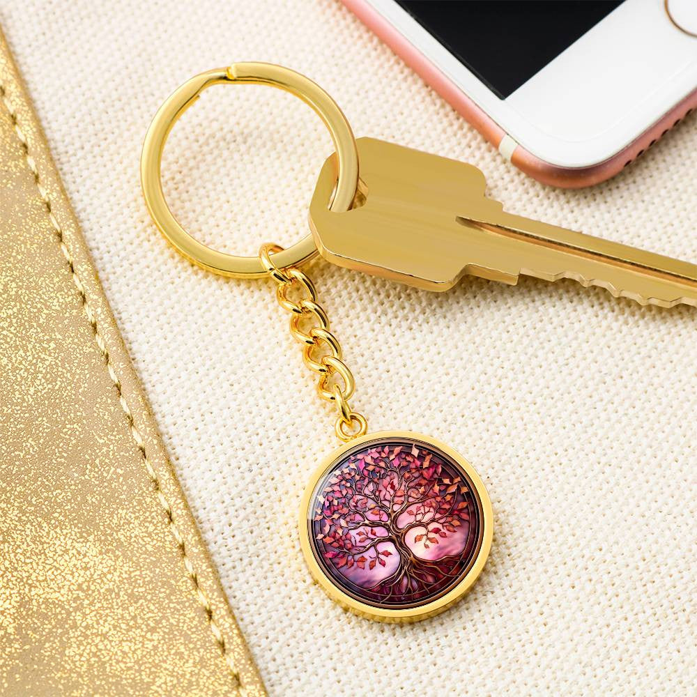 Pink Tree of Life Pendant Keychain