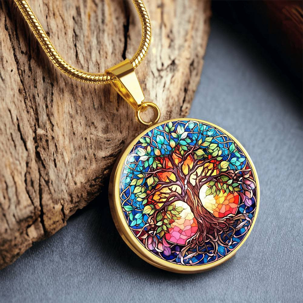 Stained Glass Style Tree of Life Necklace