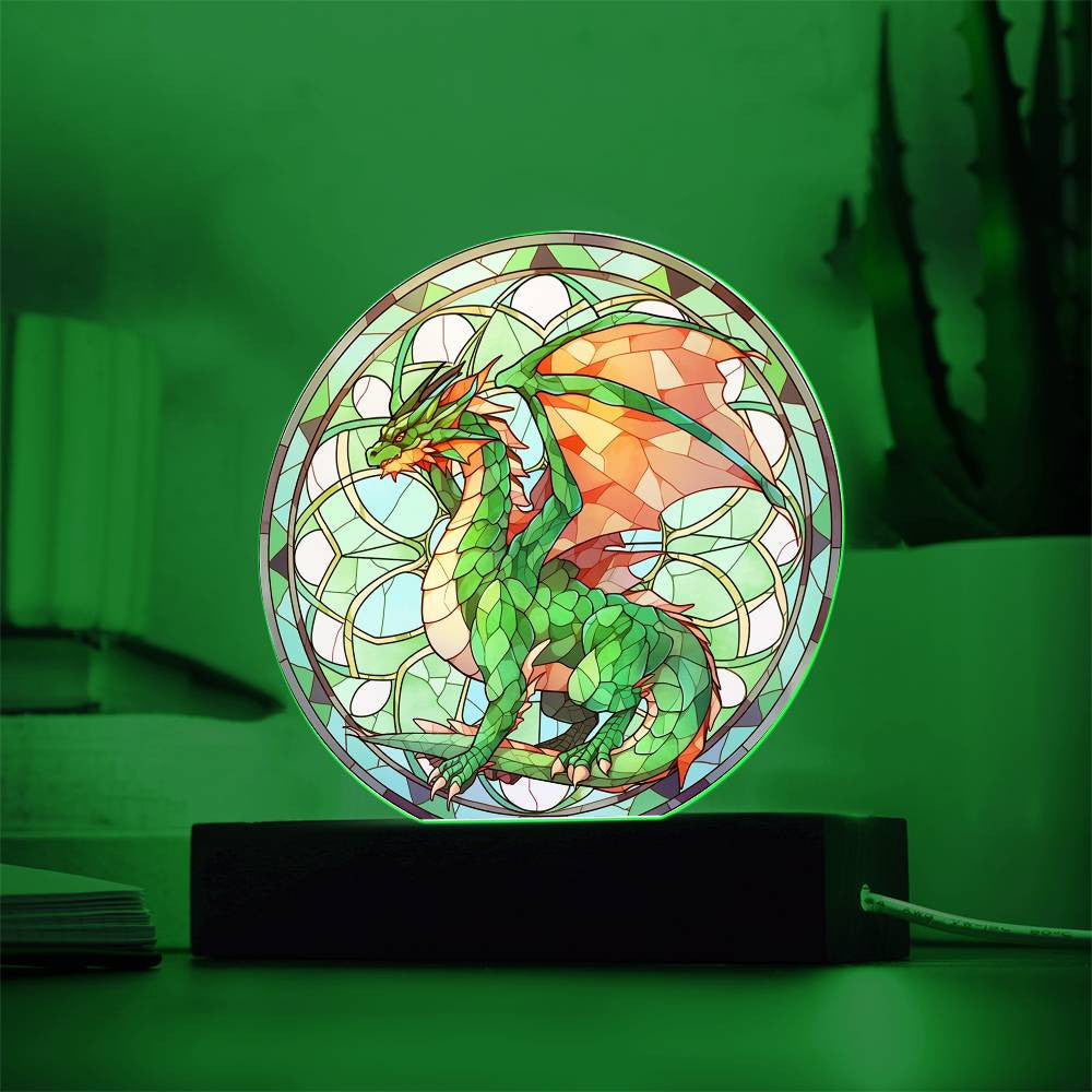 Dragon Stained Glass Acrylic Plaque and Nightlight