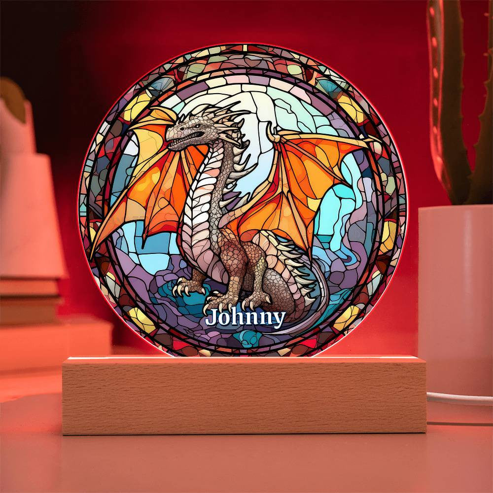 Dragon Stained Glass Style Plaque and Nightlight