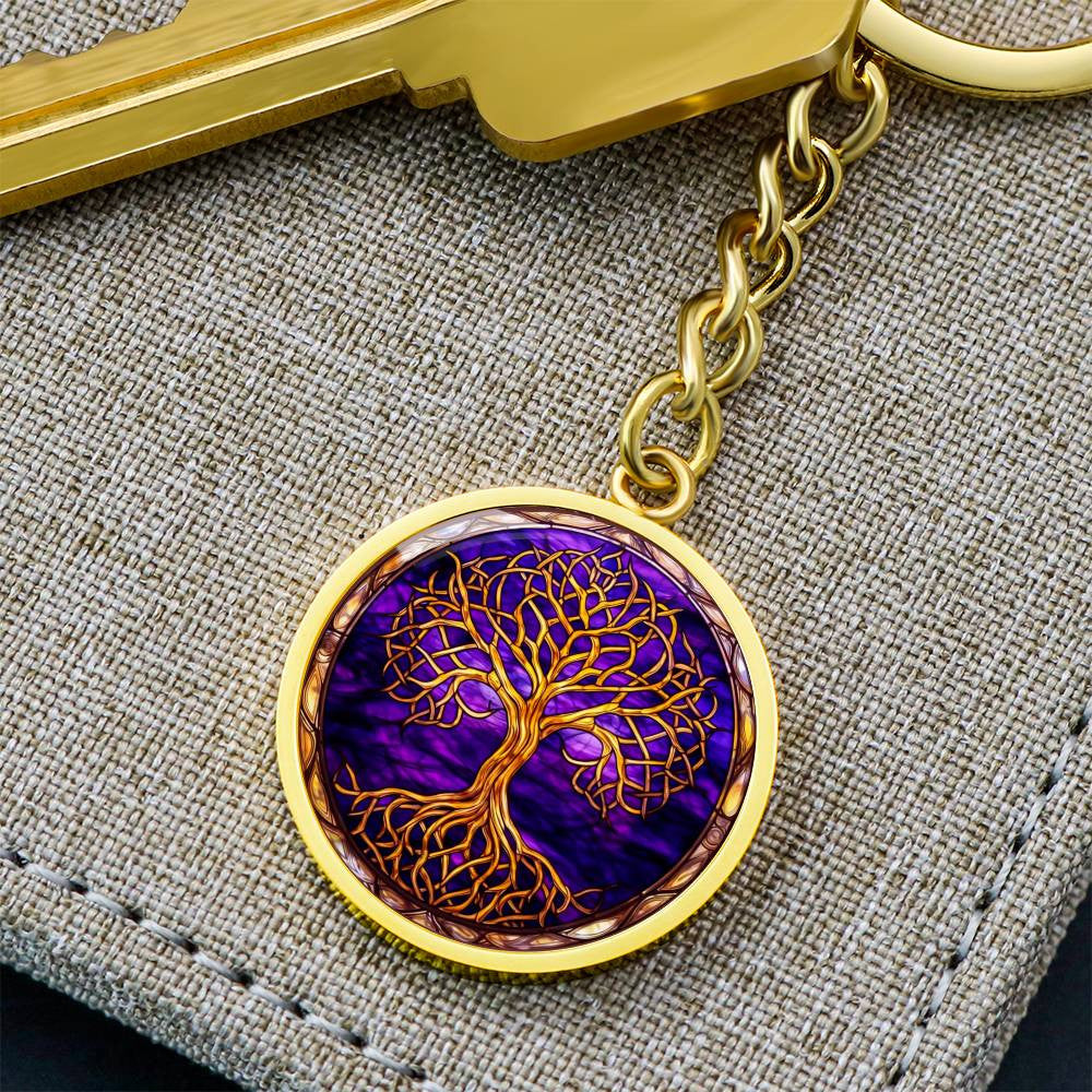 Personalized Gold Tree of Life Keychain or Necklace