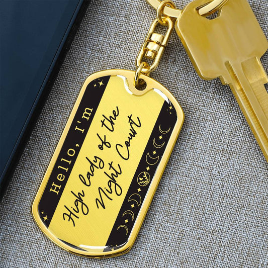 Personalized Acotar High Lady of the Night Court Dog Tag Keychain