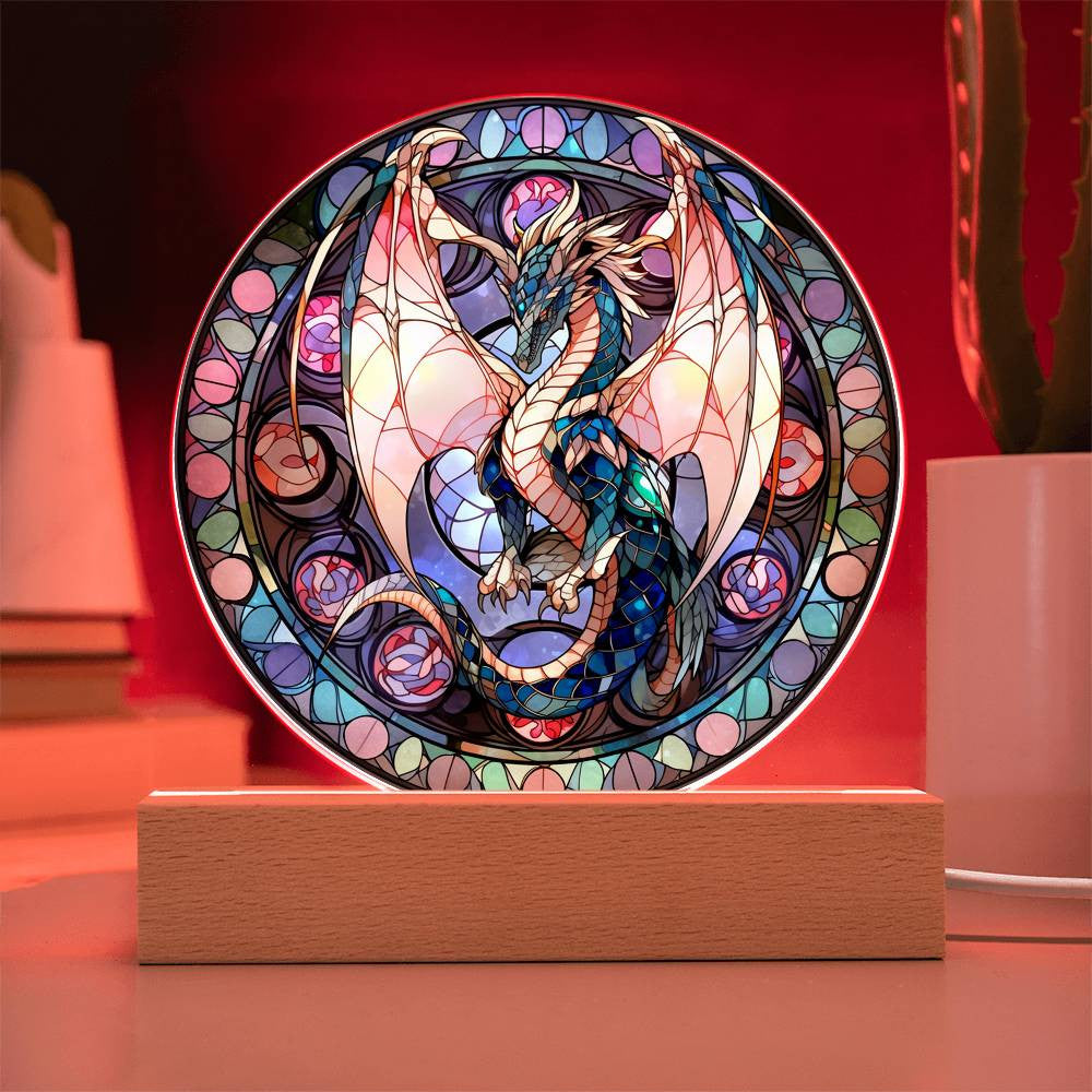 Dragon Stained Glass Style Plaque and Night Light