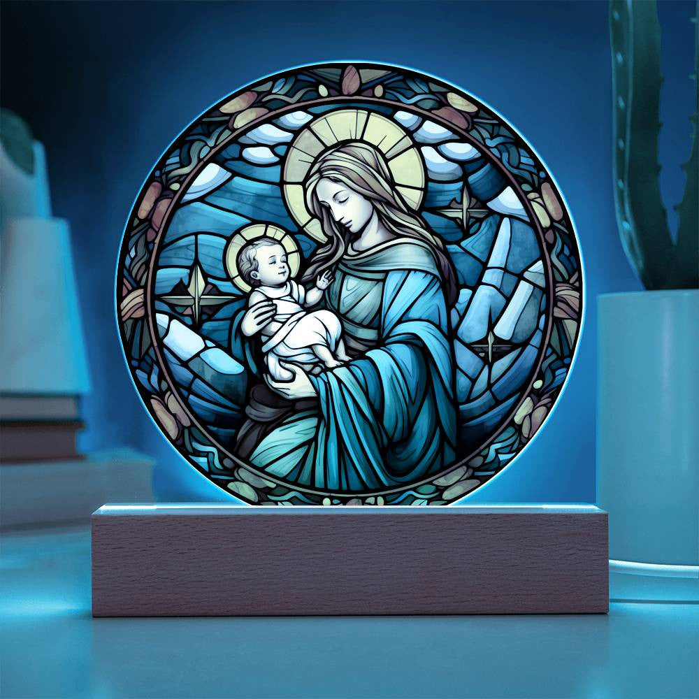 Jesus and His Sheep Stained Glass Style Plaque