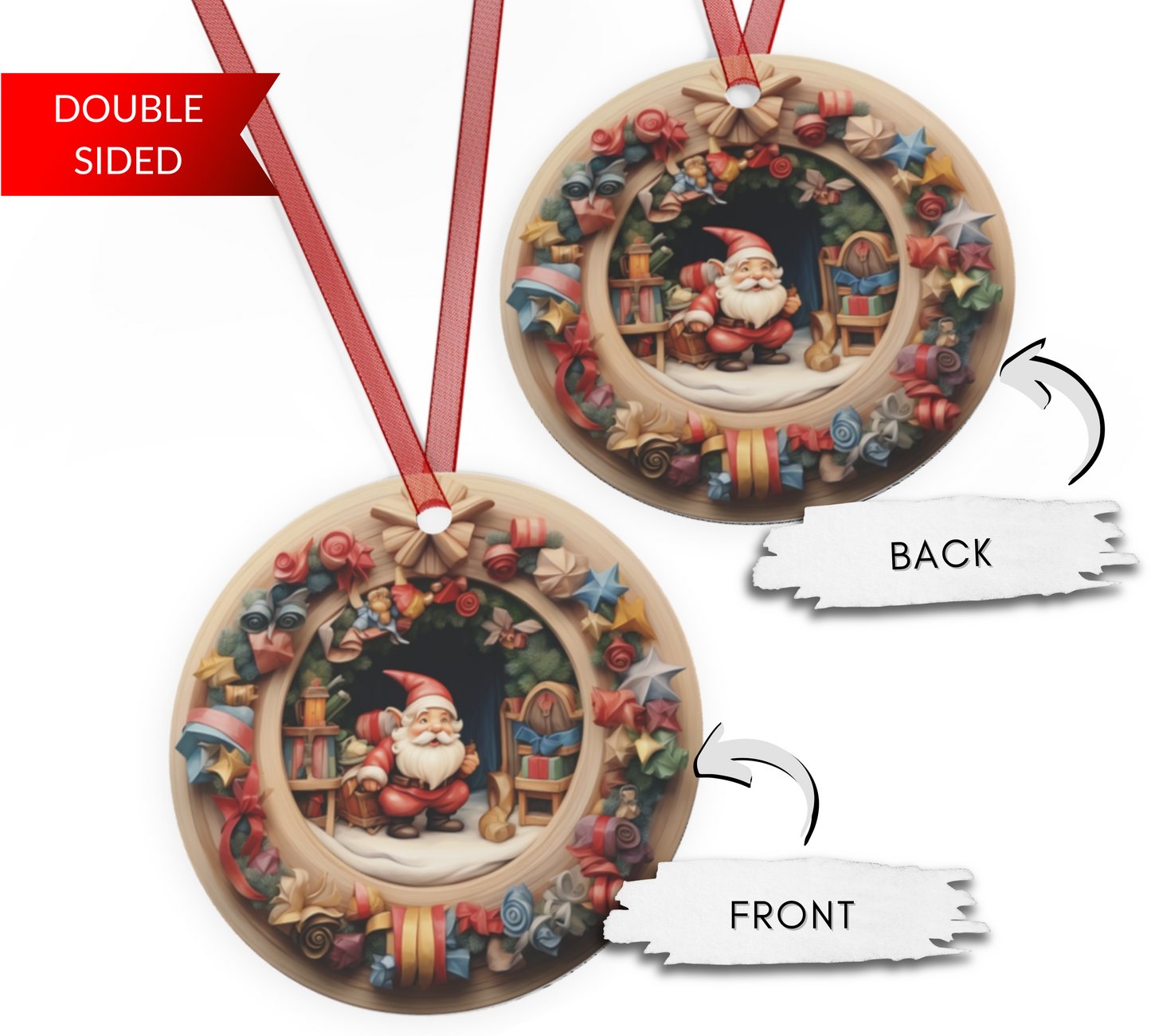 3D Christmas Santa Gnome Plaque and Ornament