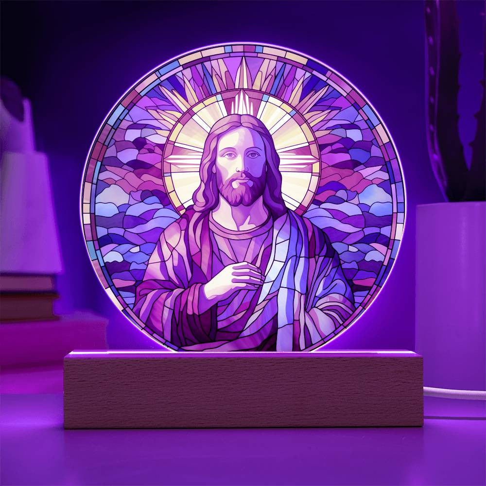 Jesus Modern Stained Glass Style Plaque