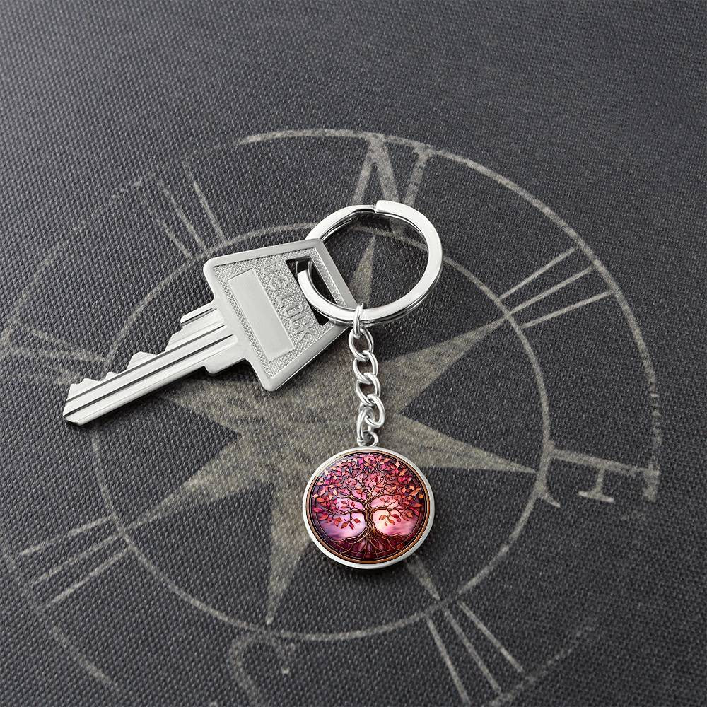 Pink Tree of Life Pendant Keychain