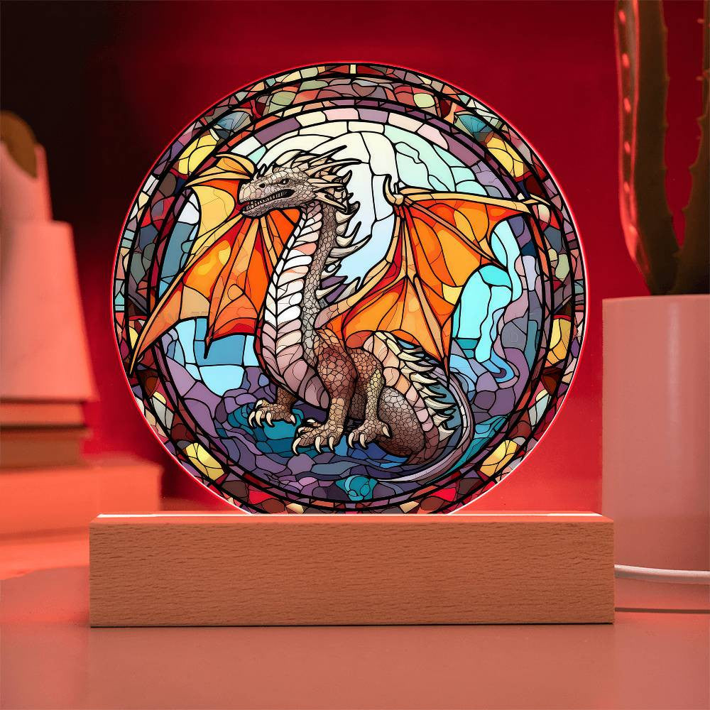 Dragon Stained Glass Style Plaque and Nightlight