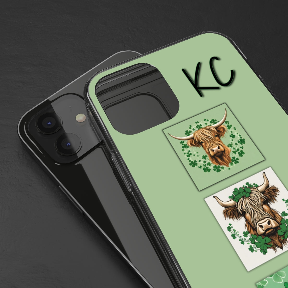 Saint Patrick's Day Highland Cows Clear Phone Case -  iPhone 12 Mini - iPhone 13 Pro Max, Samsung s21 - Samsung s21 Ultra