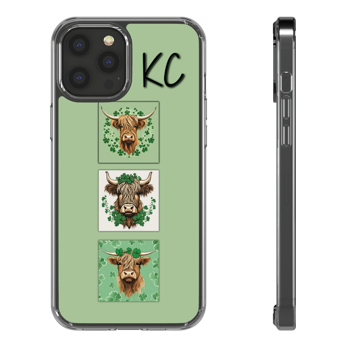 Saint Patrick's Day Highland Cows Clear Phone Case -  iPhone 12 Mini - iPhone 13 Pro Max, Samsung s21 - Samsung s21 Ultra