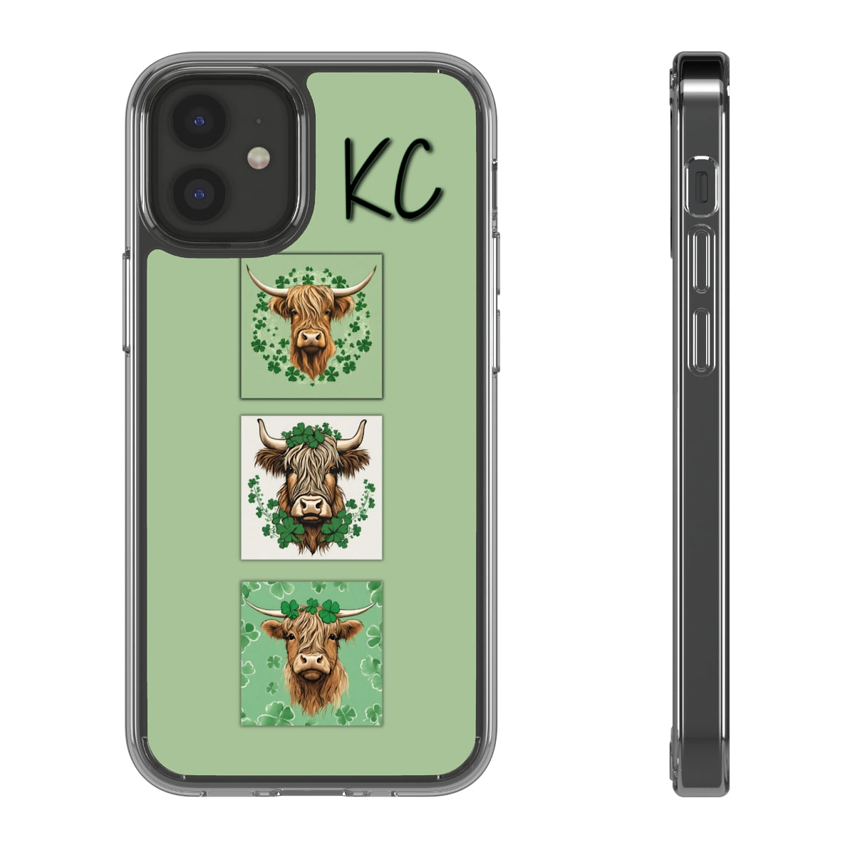 Saint Patrick's Day Highland Cows Clear Phone Case -  iPhone 12 Mini - iPhone 13 Pro Max, Samsung s21 - Samsung s21 Ultra