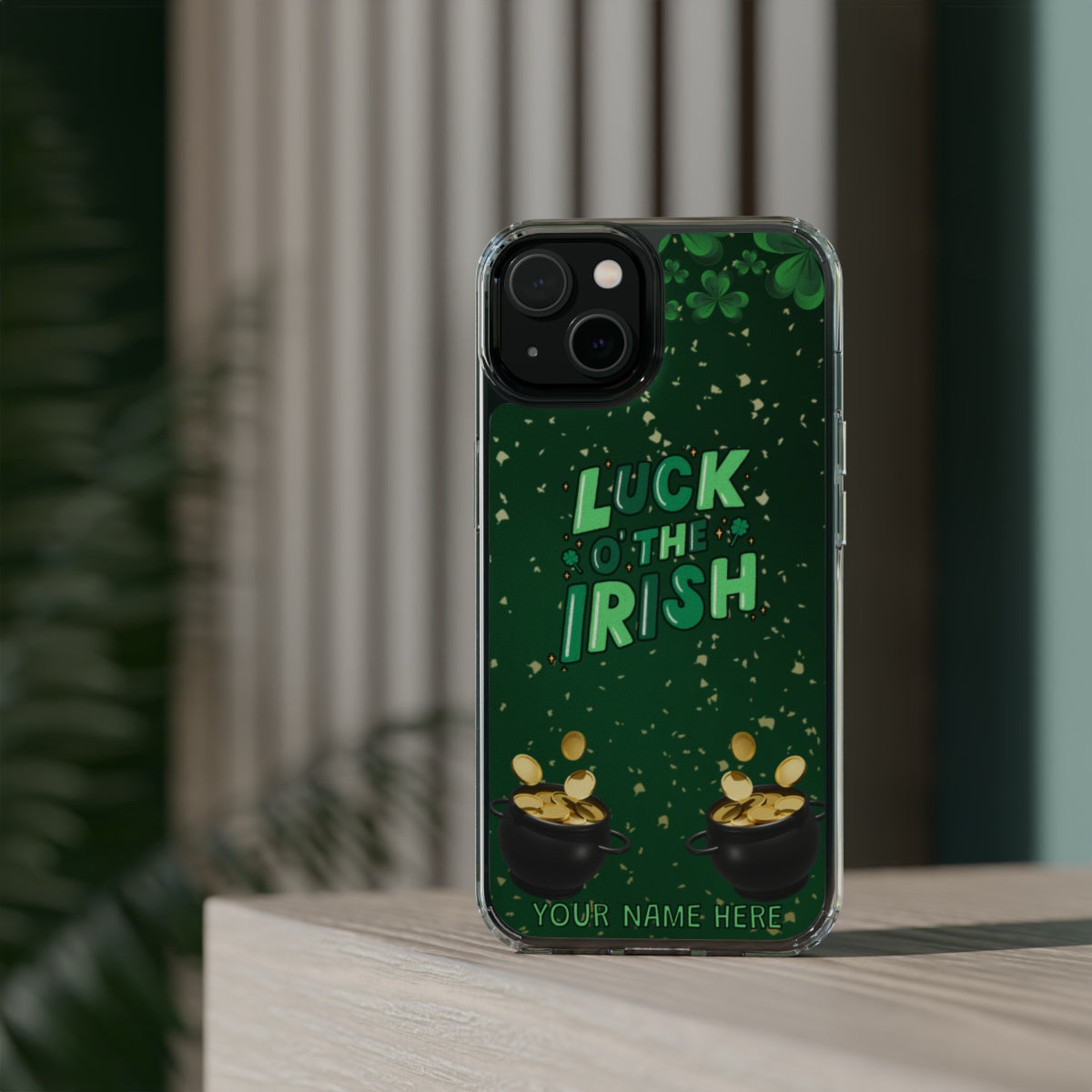 Personalized Luck of the Irish Clear Phone Case - Samsung Galaxy 21 - s22 Ultra, iPhone 11 - 14 Pro