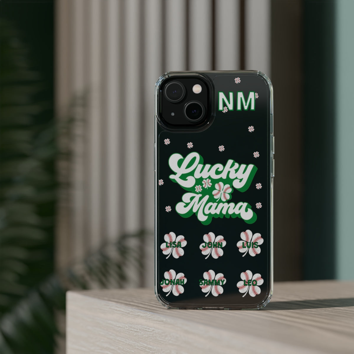 Personalized Baseball Lucky Mama Shamrock Clear Phone Case - Samsung Galaxy 21 - s22 Ultra iPhone 11 - 14 Pro