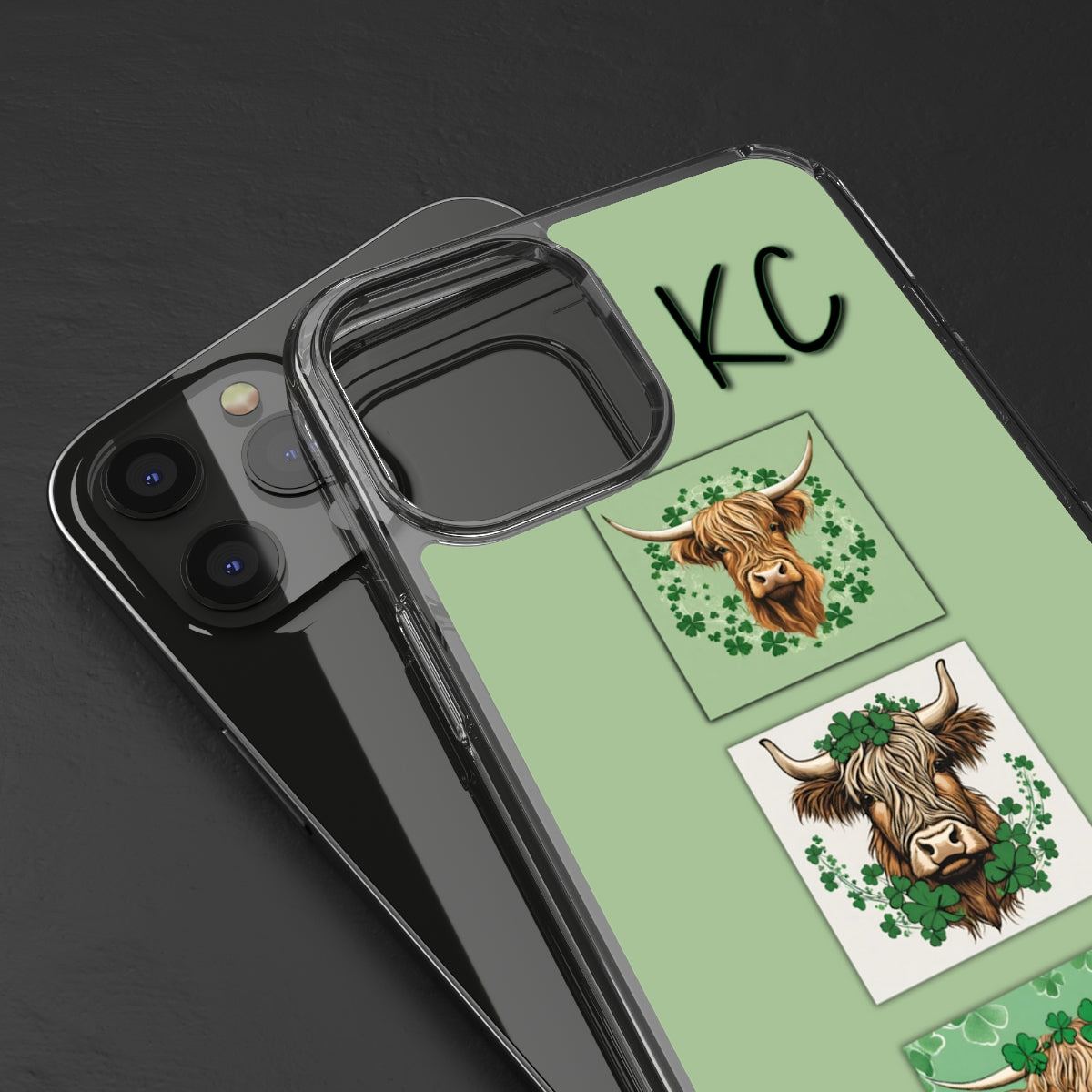 Saint Patrick's Day Highland Cows Clear Phone Case -  iPhone 12 Mini - iPhone 13 Pro Max, Samsung s21 - Samsung s21 Ultra