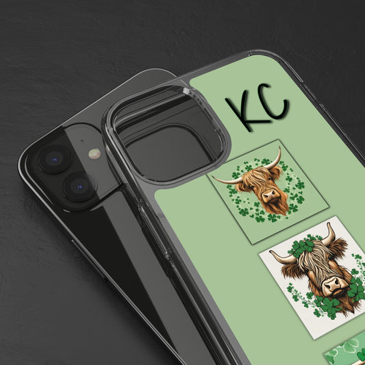 Saint Patrick's Day Highland Cows Clear Phone Case -  iPhone 12 Mini - iPhone 13 Pro Max, Samsung s21 - Samsung s21 Ultra