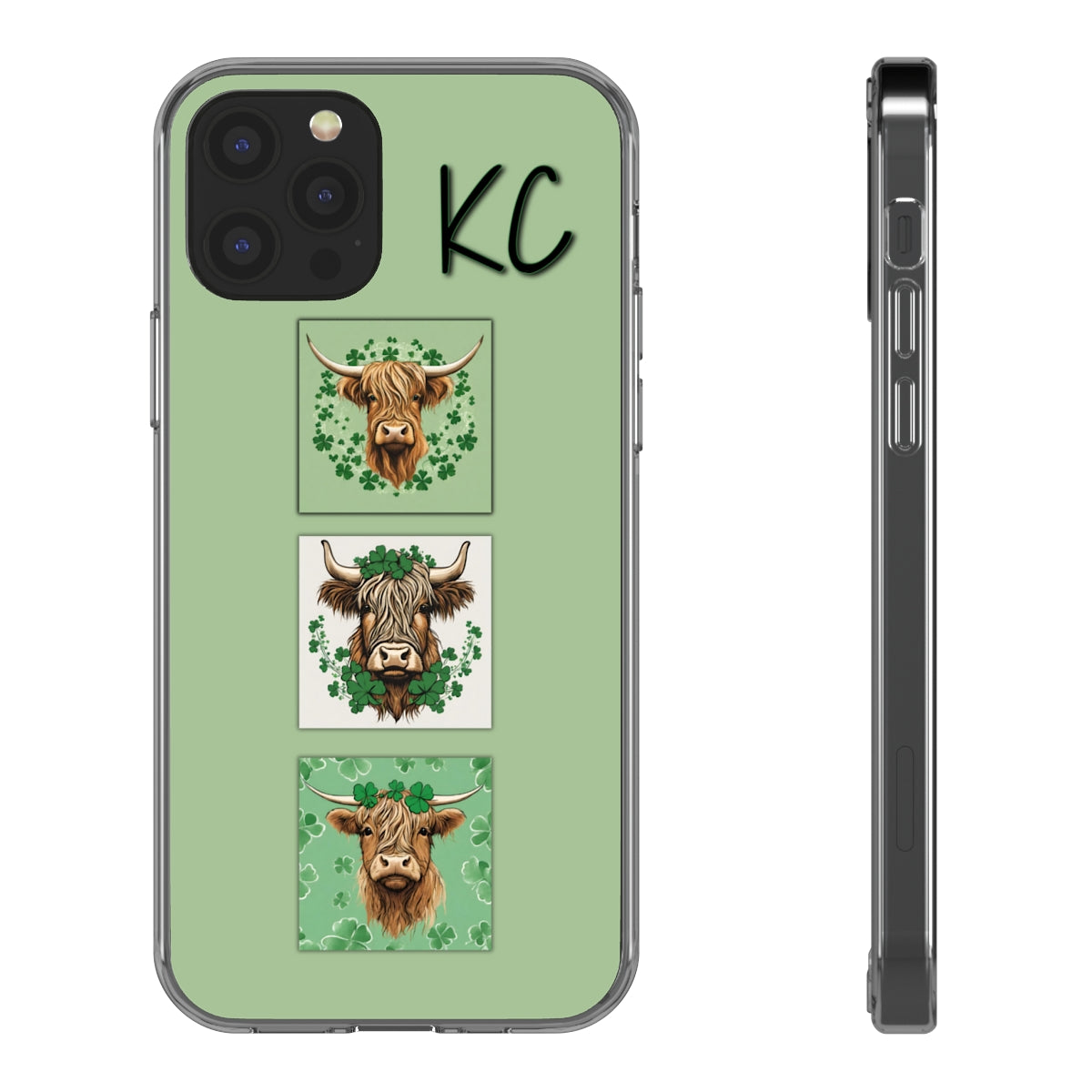 Saint Patrick's Day Highland Cows Clear Phone Case -  iPhone 12 Mini - iPhone 13 Pro Max, Samsung s21 - Samsung s21 Ultra