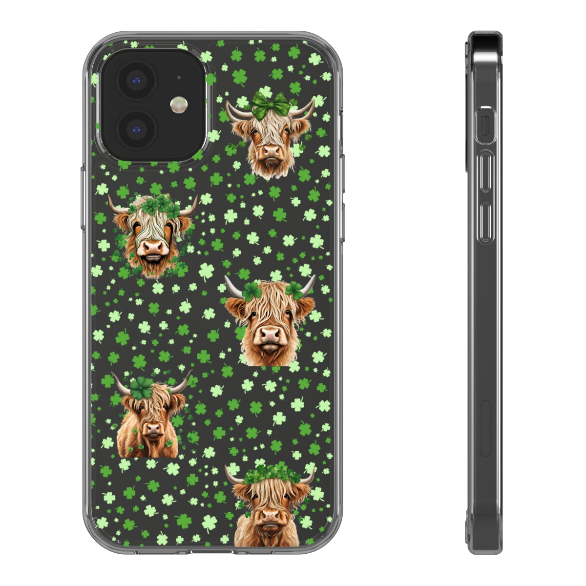 Shamrock Higland Cow Clear Phone Case