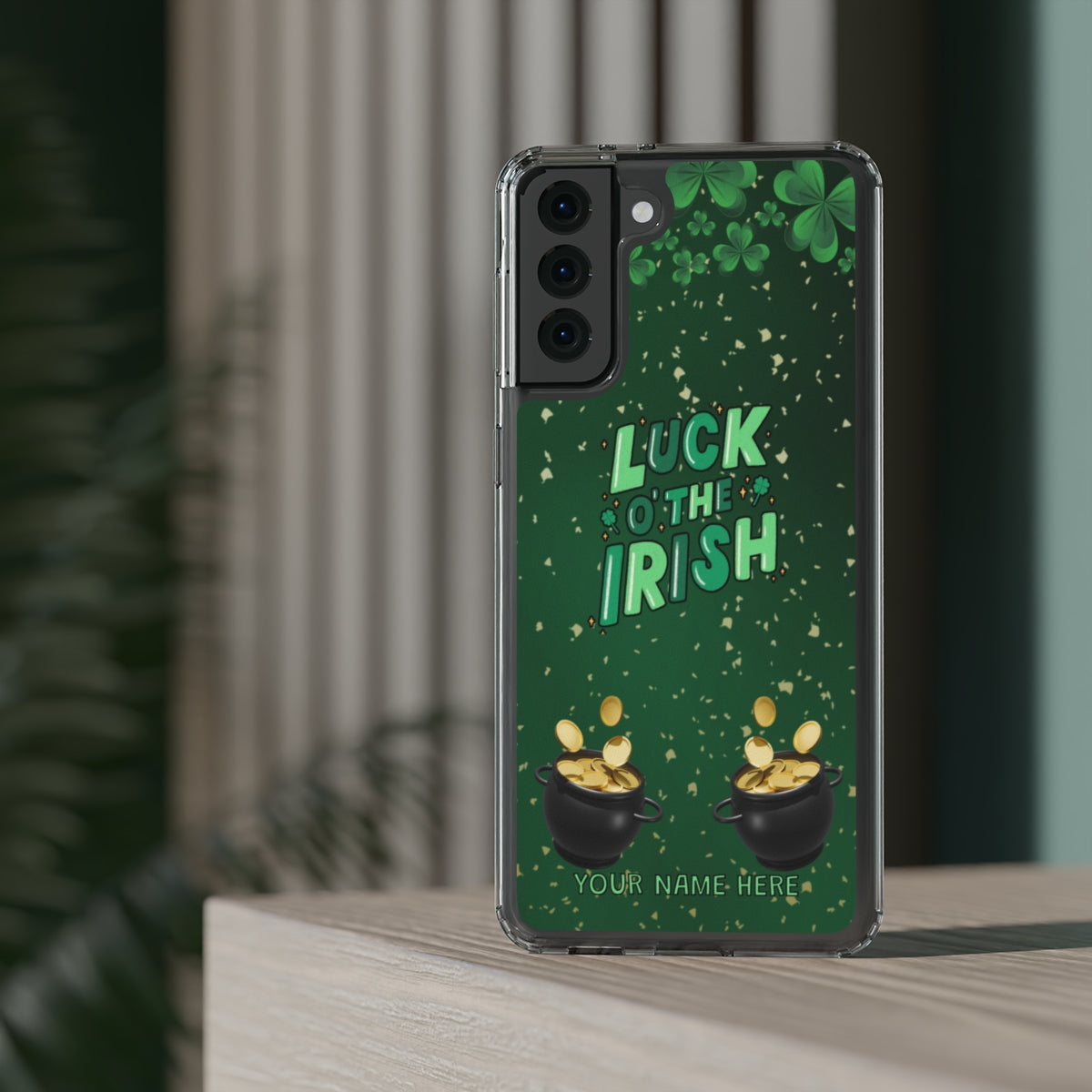 Personalized Luck of the Irish Clear Phone Case - Samsung Galaxy 21 - s22 Ultra, iPhone 11 - 14 Pro