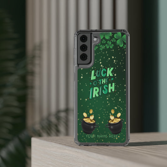 Personalized Luck of the Irish Clear Phone Case - Samsung Galaxy 21 - s22 Ultra, iPhone 11 - 14 Pro