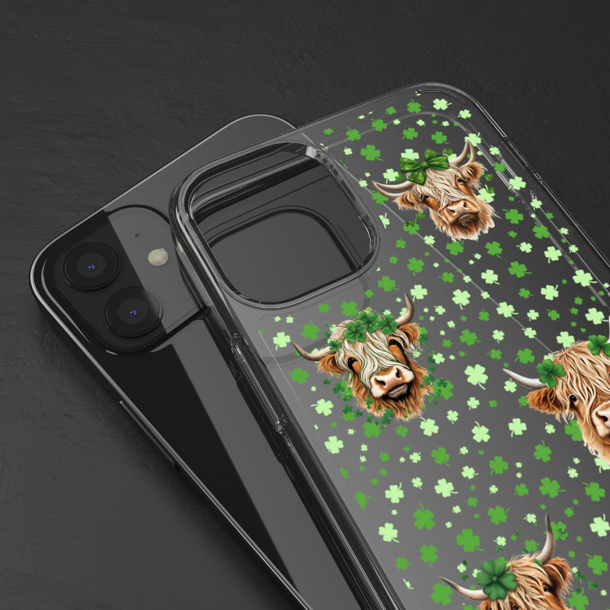 Shamrock Higland Cow Clear Phone Case