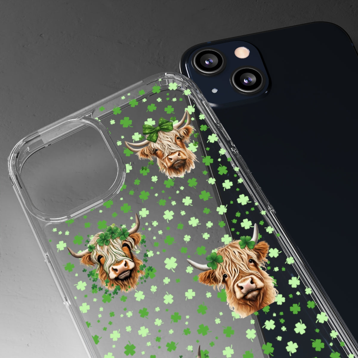 Shamrock Higland Cow Clear Phone Case