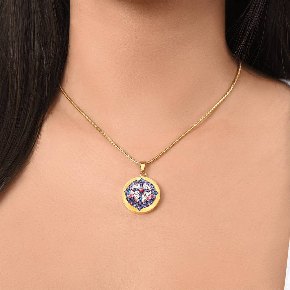 Stained Glass Look Sacred Heart Cross Necklace