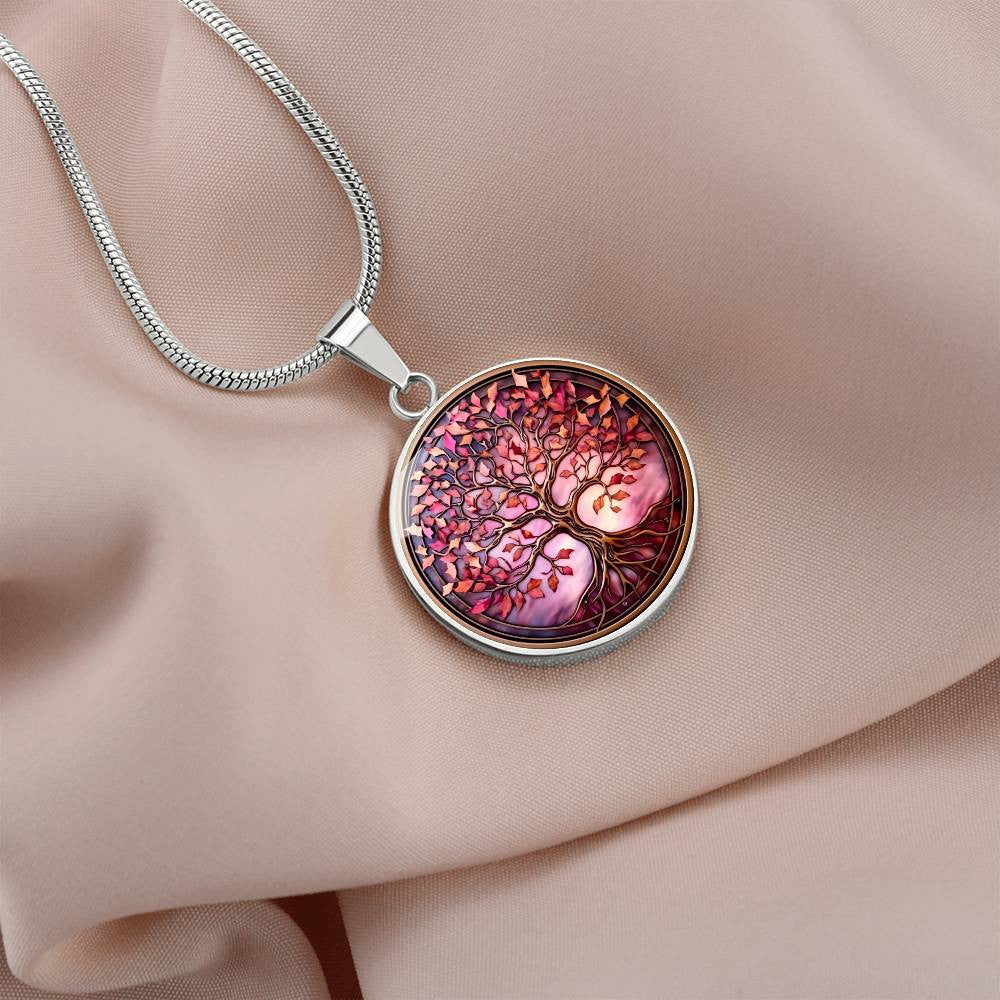 Pink Tree of Life Pendant Necklace